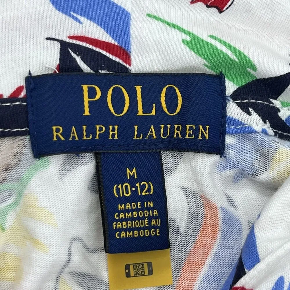 Polo Ralph Lauren Polo Shirt Bear Tropical Island Hoodie‎ Long Sleeve Sz M 10-12 - Picture 3 of 8